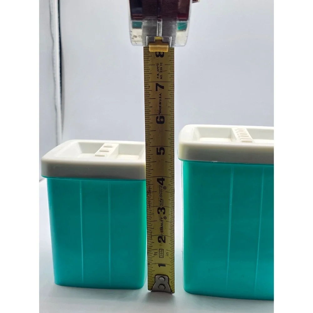 Vintage 70s Canister Set of 2 Teal Retro Tea Coffee Plastic Kitchen Storage MCM